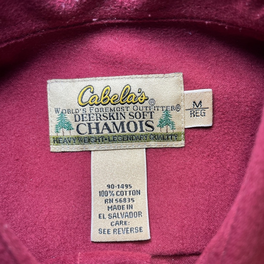 Vintage Cabela's Shirt Mens Medium Deerskin Soft Chamois Flannel Heavyweight Red - Picture 3 of 7